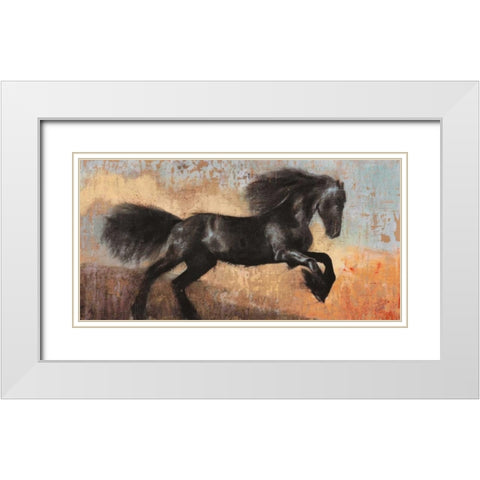 Black Stallion White Modern Wood Framed Art Print with Double Matting by Moschetta, Dario