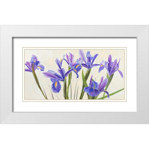 Iris White Modern Wood Framed Art Print with Double Matting by Dolci, Elena