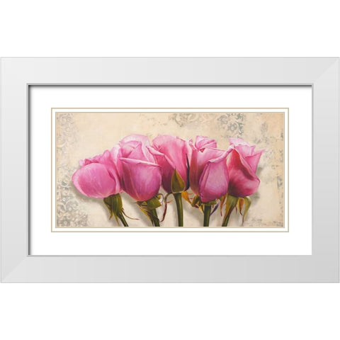 Royal Roses White Modern Wood Framed Art Print with Double Matting by Dolci, Elena