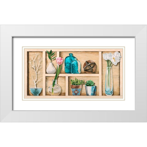 Collection de Memoires I White Modern Wood Framed Art Print with Double Matting by Dolci, Elena