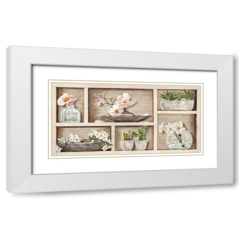 Fleurs et Memoires I White Modern Wood Framed Art Print with Double Matting by Dolci, Elena