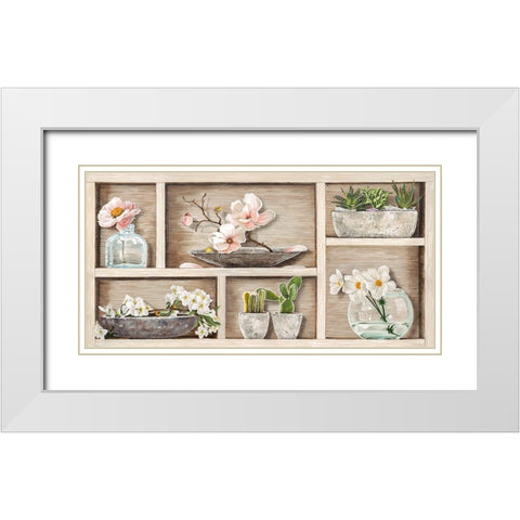 Fleurs et Memoires I White Modern Wood Framed Art Print with Double Matting by Dolci, Elena