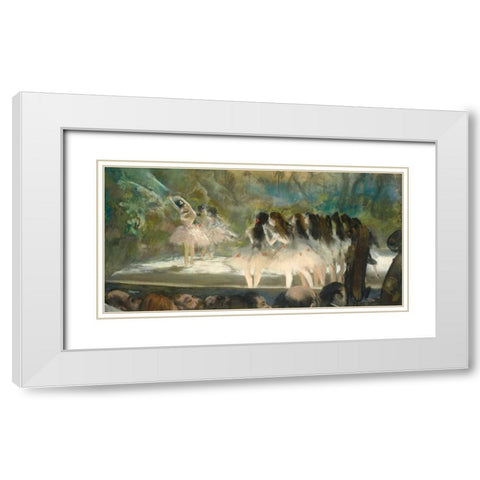 Ballet at the Paris Opera White Modern Wood Framed Art Print with Double Matting by Degas, Edgar