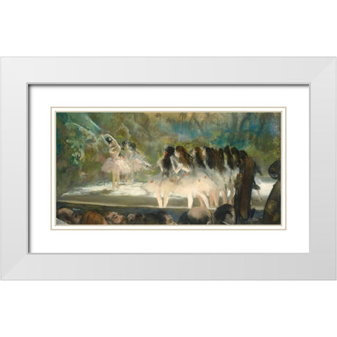 Ballet at the Paris Opera White Modern Wood Framed Art Print with Double Matting by Degas, Edgar