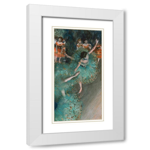 Danseuses White Modern Wood Framed Art Print with Double Matting by Degas, Edgar
