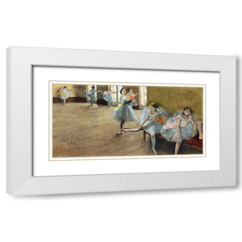 The Dance Class (detail) White Modern Wood Framed Art Print with Double Matting by Degas, Edgar