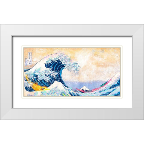 Hokusais Wave 2.0 (detail) White Modern Wood Framed Art Print with Double Matting by Chestier, Eric