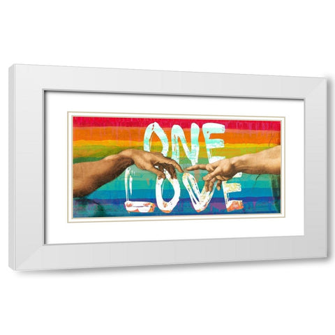 One Love White Modern Wood Framed Art Print with Double Matting by Chestier, Eric
