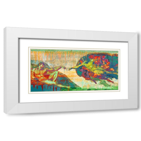Creation of Adam 2.0 White Modern Wood Framed Art Print with Double Matting by Chestier, Eric