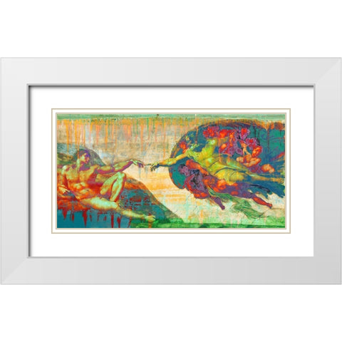 Creation of Adam 2.0 White Modern Wood Framed Art Print with Double Matting by Chestier, Eric