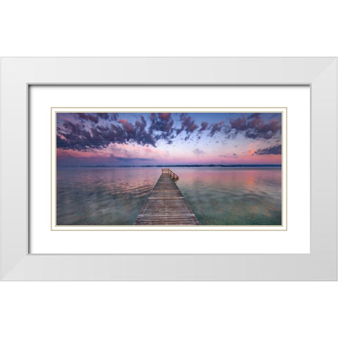 Boat ramp and filigree clouds, Bavaria, Germany White Modern Wood Framed Art Print with Double Matting by Krahmer, Frank