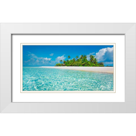 Palm island, Maldives White Modern Wood Framed Art Print with Double Matting by Krahmer, Frank