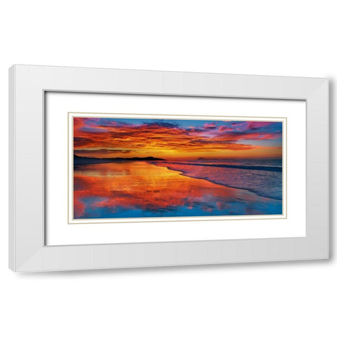 Sunset, North Island, New Zealand White Modern Wood Framed Art Print with Double Matting by Krahmer, Frank