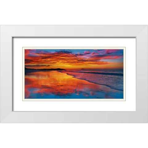 Sunset, North Island, New Zealand White Modern Wood Framed Art Print with Double Matting by Krahmer, Frank