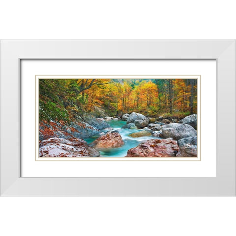 Mountain brook and rocks, Carinthia, Austria White Modern Wood Framed Art Print with Double Matting by Krahmer, Frank