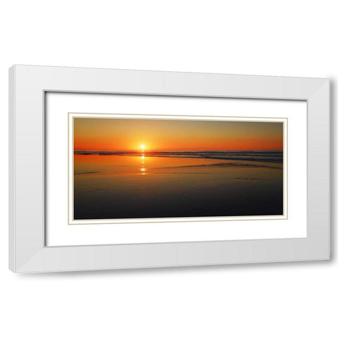 Sunset impression, Taranaki, New Zealand White Modern Wood Framed Art Print with Double Matting by Krahmer, Frank