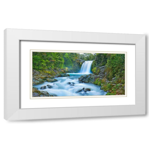 Tawhai Falls, New Zealand White Modern Wood Framed Art Print with Double Matting by Frank, Krahmer
