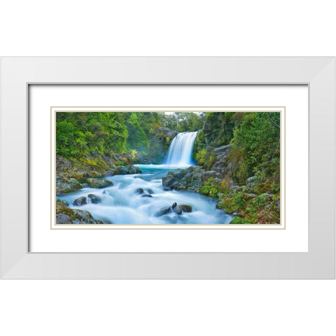 Tawhai Falls, New Zealand White Modern Wood Framed Art Print with Double Matting by Frank, Krahmer