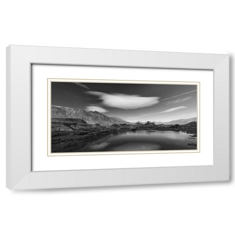Think Blue White Modern Wood Framed Art Print with Double Matting by Ferrua, Fulvio