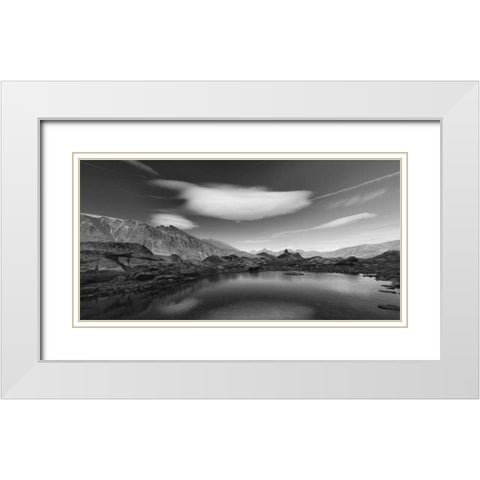 Think Blue White Modern Wood Framed Art Print with Double Matting by Ferrua, Fulvio