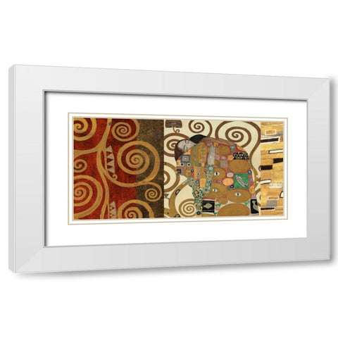 The Embrace-Gold White Modern Wood Framed Art Print with Double Matting by Klimt, Gustav