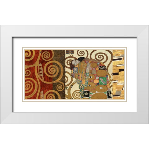 The Embrace-Gold White Modern Wood Framed Art Print with Double Matting by Klimt, Gustav