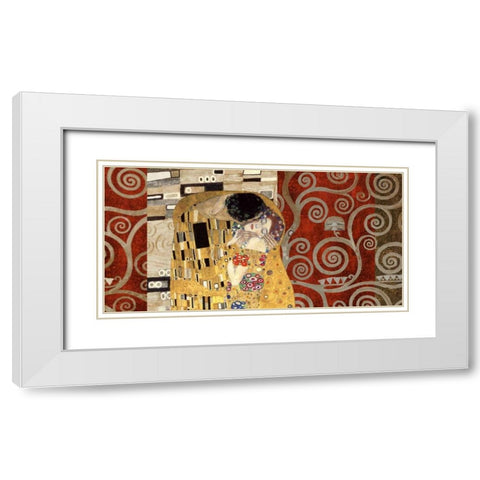 The Kiss-Pewter White Modern Wood Framed Art Print with Double Matting by Klimt, Gustav