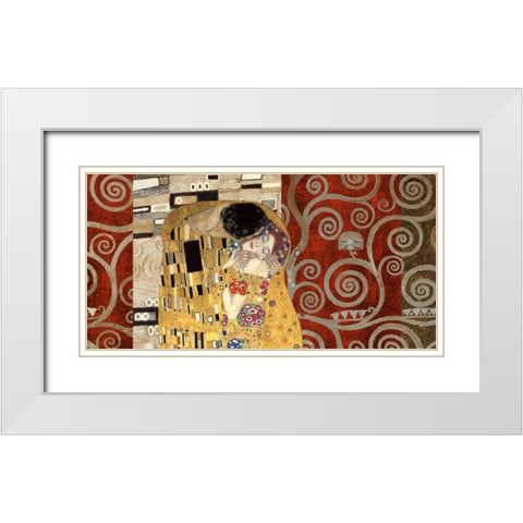 The Kiss-Pewter White Modern Wood Framed Art Print with Double Matting by Klimt, Gustav