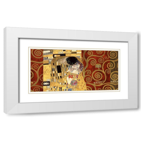 The Kiss-Gold White Modern Wood Framed Art Print with Double Matting by Klimt, Gustav