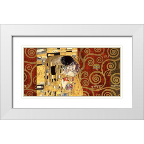 The Kiss-Gold White Modern Wood Framed Art Print with Double Matting by Klimt, Gustav