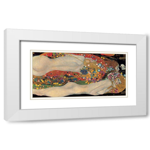 Sea Serpents White Modern Wood Framed Art Print with Double Matting by Klimt, Gustav
