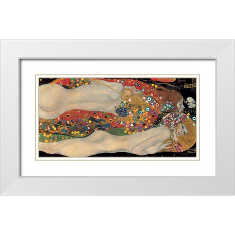 Sea Serpents White Modern Wood Framed Art Print with Double Matting by Klimt, Gustav