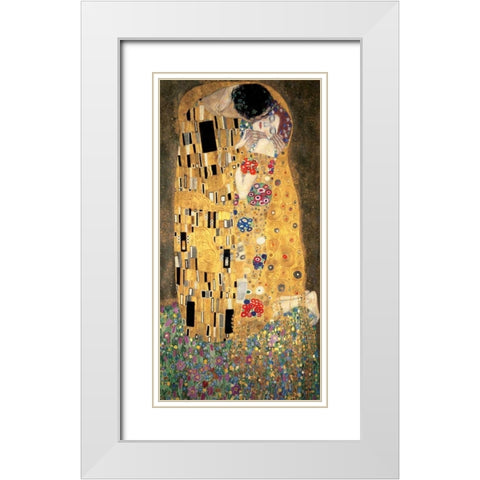 The Kiss White Modern Wood Framed Art Print with Double Matting by Klimt, Gustav