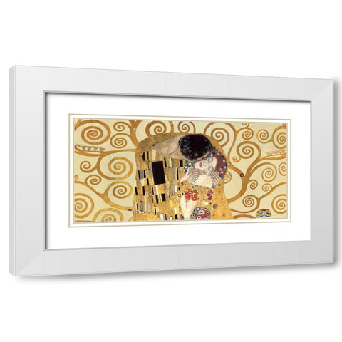 The Kiss (detail) White Modern Wood Framed Art Print with Double Matting by Gustav, Klimt