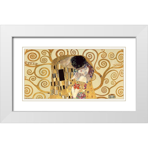 The Kiss (detail) White Modern Wood Framed Art Print with Double Matting by Gustav, Klimt