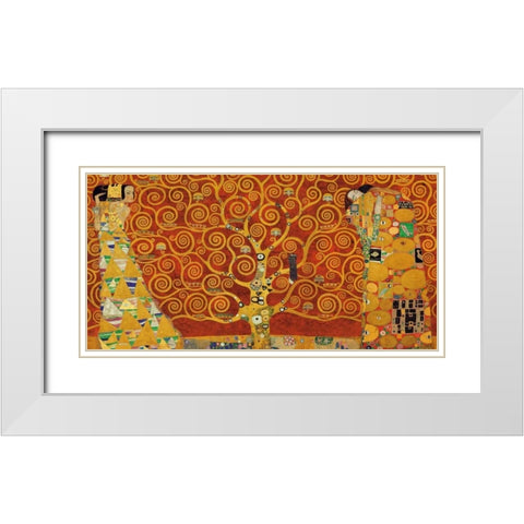 Tree of Life-Red White Modern Wood Framed Art Print with Double Matting by Klimt, Gustav
