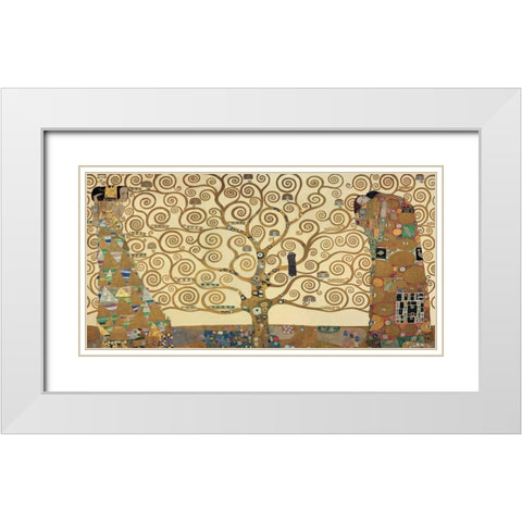 The Tree of Life White Modern Wood Framed Art Print with Double Matting by Klimt, Gustav