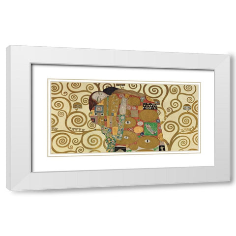 The Embrace White Modern Wood Framed Art Print with Double Matting by Klimt, Gustav