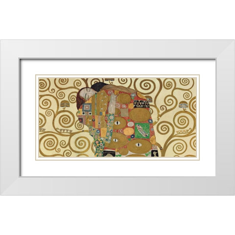 The Embrace White Modern Wood Framed Art Print with Double Matting by Klimt, Gustav