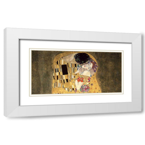 The Kiss White Modern Wood Framed Art Print with Double Matting by Klimt, Gustav