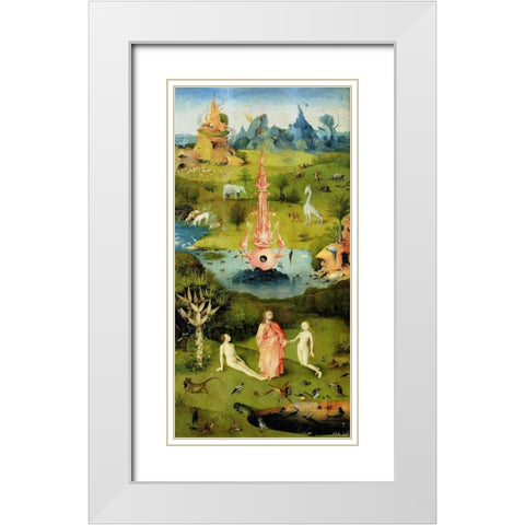The Garden of Earthly Delights I White Modern Wood Framed Art Print with Double Matting by Bosch, Hieronymus