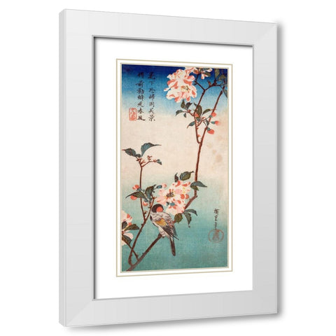 Kaido ni shokin White Modern Wood Framed Art Print with Double Matting by Ando, Hiroshige