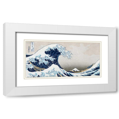 The Wave off Kanagawa White Modern Wood Framed Art Print with Double Matting by Hokusai