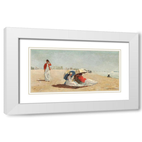 East Hampton Beach, Long Island White Modern Wood Framed Art Print with Double Matting by Homer, Winslow