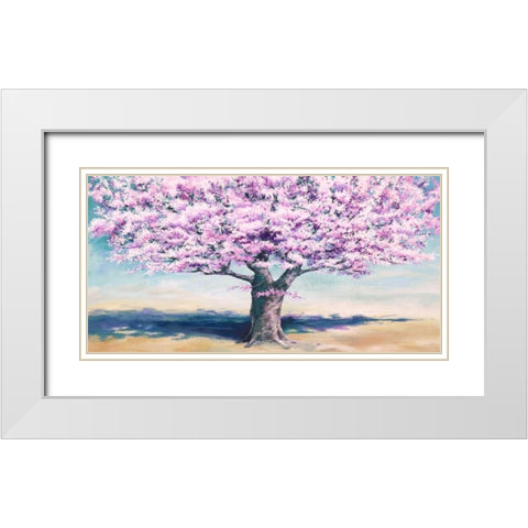 Peach Tree White Modern Wood Framed Art Print with Double Matting by Eelder, Jan