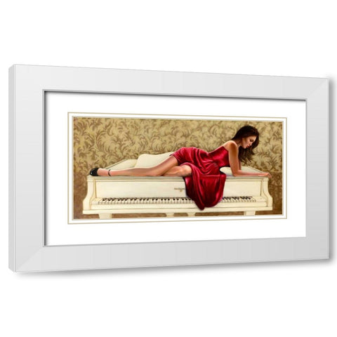 Woman in red White Modern Wood Framed Art Print with Double Matting by Silver, John