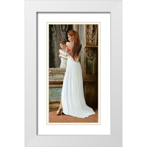 At the Mirror White Modern Wood Framed Art Print with Double Matting by Silver, John