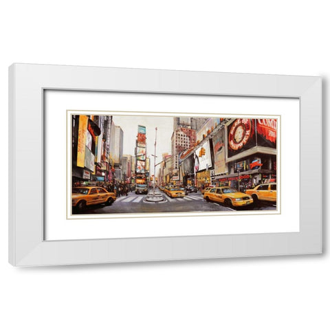 Times Square Perspective White Modern Wood Framed Art Print with Double Matting by Mannarini, John B.