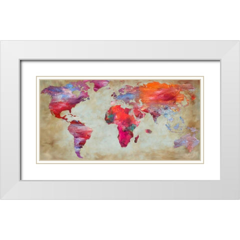 World in colors White Modern Wood Framed Art Print with Double Matting by Joannoo