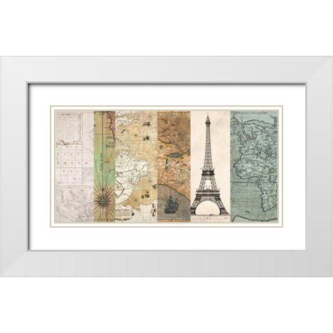 Cahiers de voyage I White Modern Wood Framed Art Print with Double Matting by Joannoo
